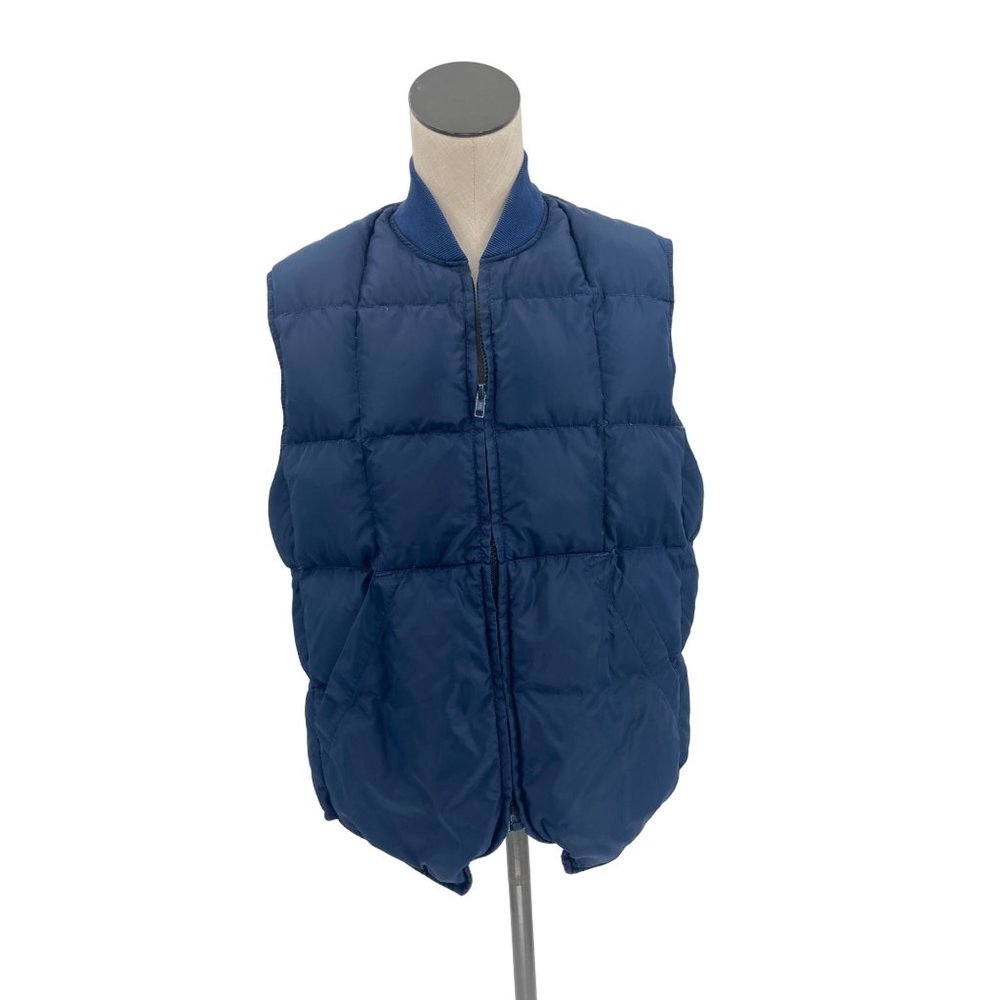 Eddie Bauer Vintage 1970s 1980s Blue Puffer Jacket Vest Full Zip